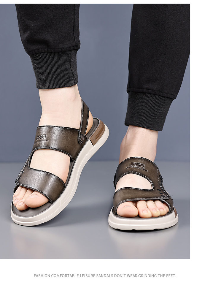 Dép sandal nam hở ngón đế mềm thoáng khí đi biển — 55199 Màu đen, 55199 màu xám chi tiết 11
