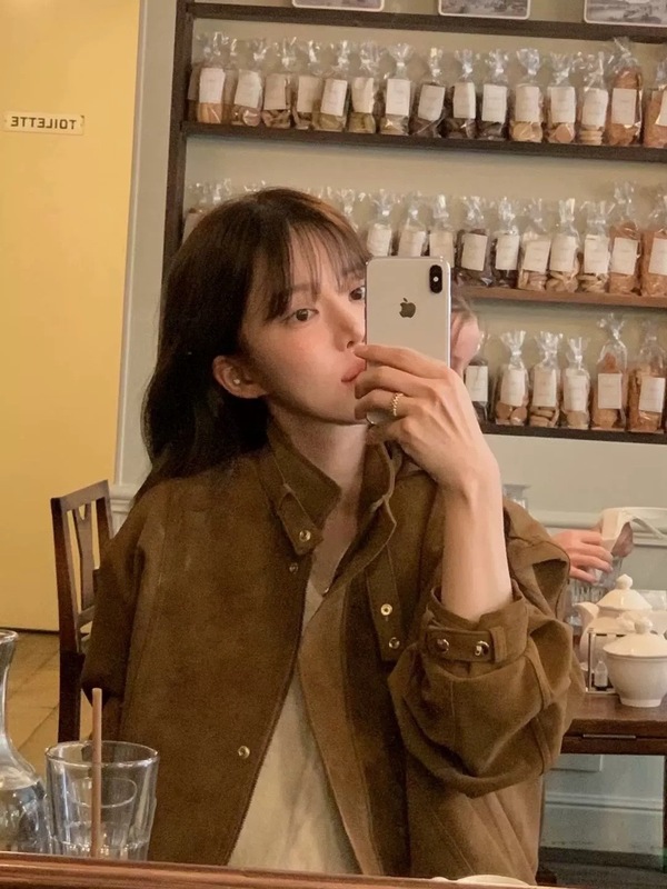 现货 韩国东大门obj*t立领皮衣韩系女装简约高级百搭短外套夹克女|undefined