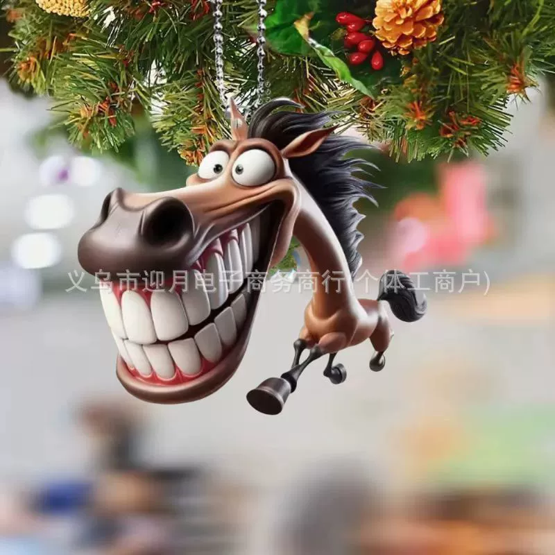 Мультяшный творческий большой рот лошадь 2d акрилный кулон трансграничный плоский автомобиль внутри новый кулон ключ рюкзак украшения