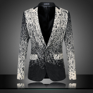 Taobao new men's personality coiled silk series slim suit casual personality small suit men's suit top