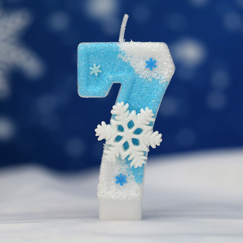 白と青の大きな雪の結晶クリエイティブデジタル誕生日キャンドル新しいアマゾンクロスボーダーホットセール誕生日パーティーの装飾キャンドル|undefined