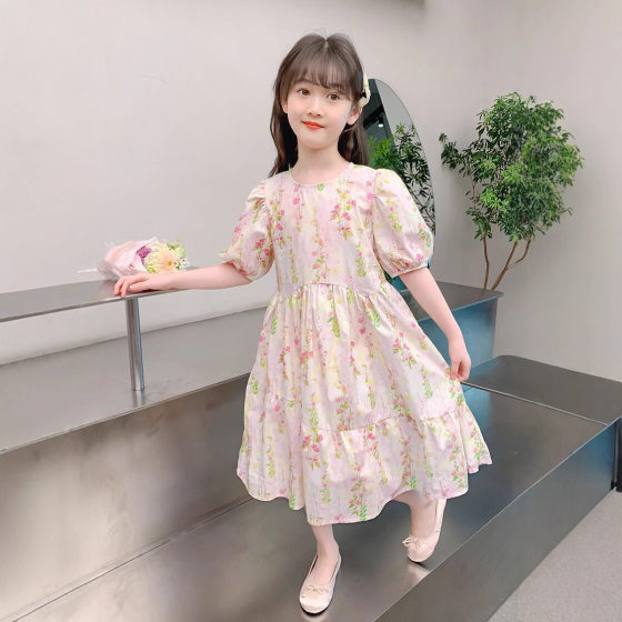 Girls' Summer Wear Thin dress 2025 New Korean Style Western Style Fashionable Sweet Princess Dress Casual Dress