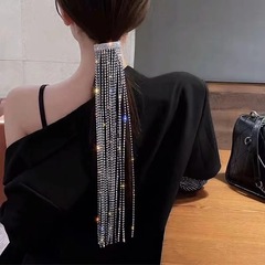 Elegant Rhinestone Tassel Long-Style Chain Hair Clip Hair Accessories | Internet-Famous Instagram-Style Fashionable, Designer-Made Ponytail Holder Headwear