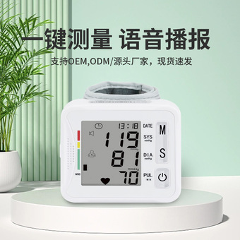 华时珍跨境全英文新款家用智能语音播报血压仪手腕式血压计外贸