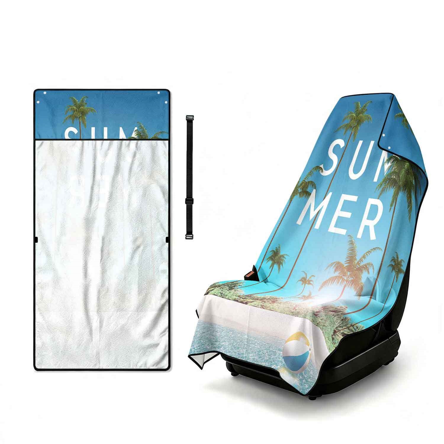 Summer bath towel and car seat cover 2-in-1, ultra-fine fiber outdoor beach and car dual-use universal seat cushion