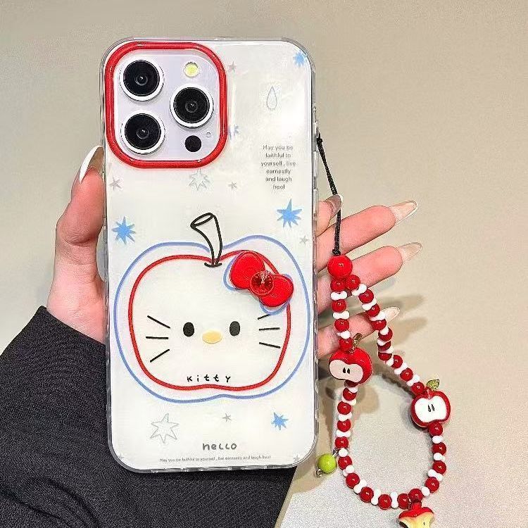 Línea de pintura al óleo de verano Apple KT cat para Apple 15Pro/16Pro funda para teléfono móvil 14 femenino 13 simple 16PM