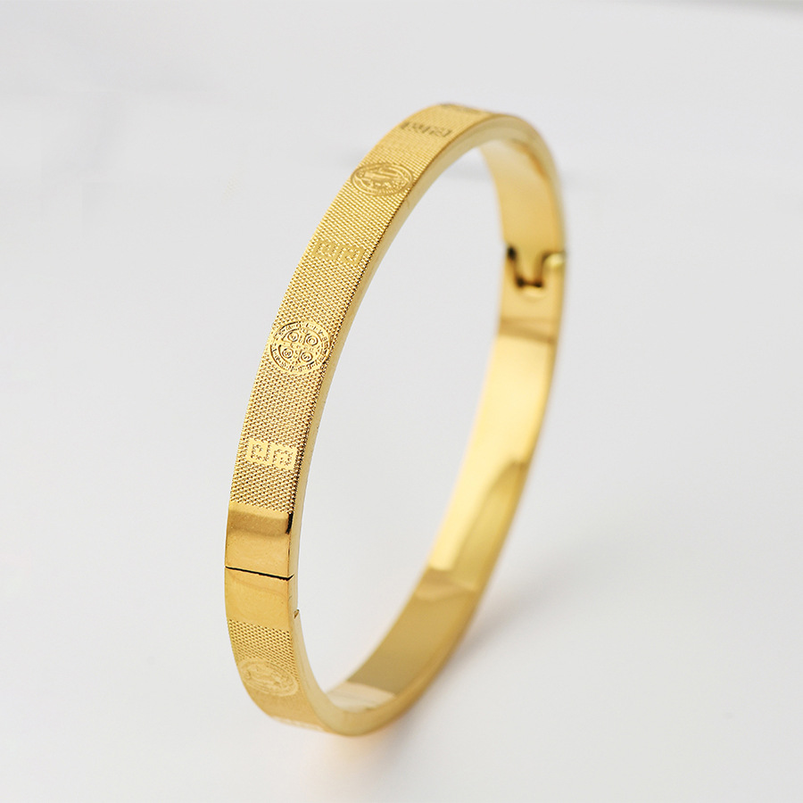 22g Weight Bangle Classification Titanium Steel Chain Material 1 Piece Quantity Holiday, Daily Occasion Titanium Steel Material Symbol Pattern Women's Gender Plating Design Retro Style Retro Symbol Titanium Steel Bangle In Bulk 7