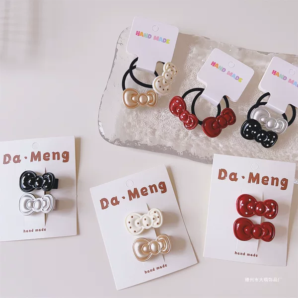 Casual Bow Kidsren's Hairpin, Polka Dot Hairband, Girl's Bangs Clip, Cloth-Covered Girl's Side Clip, Braided Headband