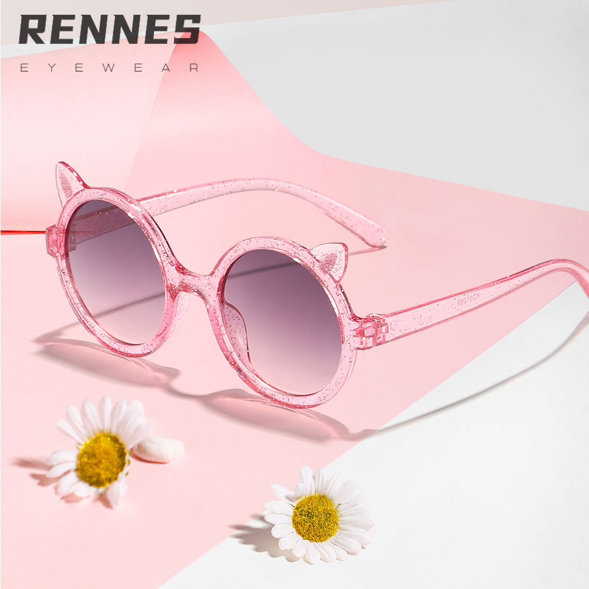 Nuevas gafas de sol para orejas de gato con montura redonda para niños