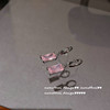 Earrings for princess, zirconium heart-shaped, with gem, 750 sample gold