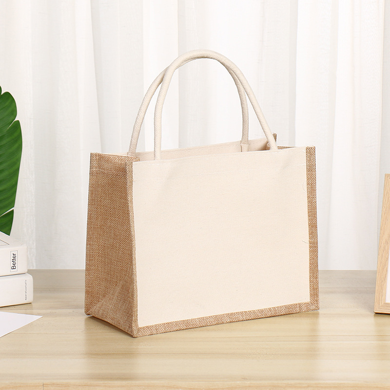 Bolso de lino Retro para hombro, bolsa de regalo para compras, saco de imitación de lona, bolso de mano de lino, bolso de mano de lona de algodón y lino