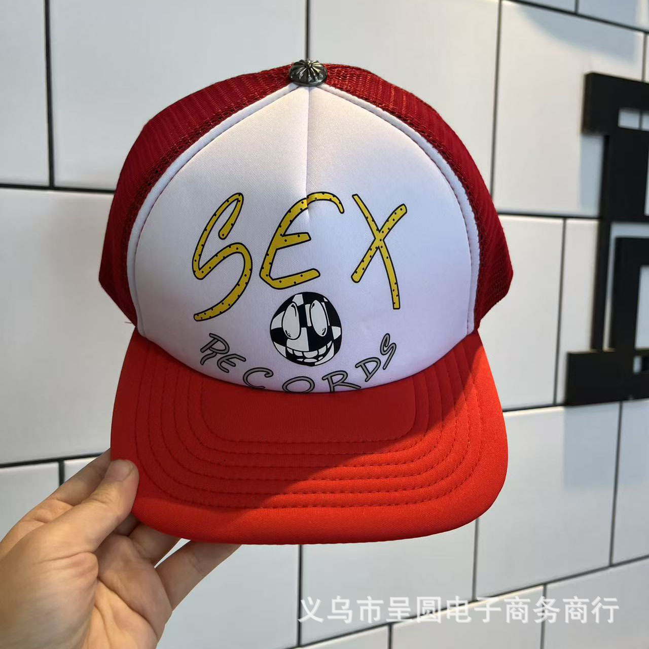 Sombrero para el sol CH Cro de verano para parejas nuevas de moda americana, sombrero de hip-hop de ala plana bordado a la moda ~ sombrero de malla de béisbol