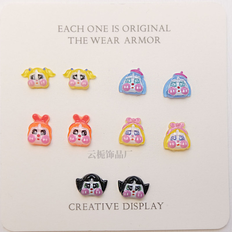 Cute Three-Dimensional Lady Princess Head Resin Popular Crying Baby Cartoon Nail Art Jewelry Stickers DIY Wearable Nail Accessories