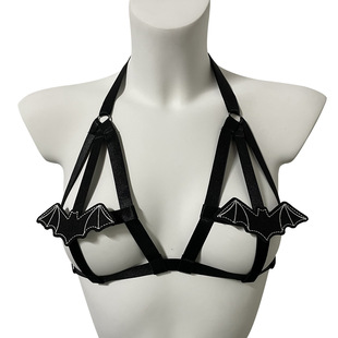 Foreign trade Halloween ball bat harness bar sexy sexy bra underwear foreign trade O0858 black