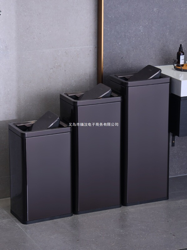 Large Commercial Stainless Steel Trash Can with Lid for Bathroom, Vertical Large Capacity Square Hand Towel with Flip Lid and Heightened Design