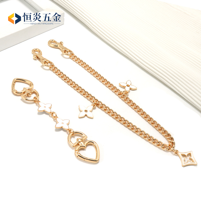 Cadena de Extensión de Metal para Bolso con Colgante de Camelia