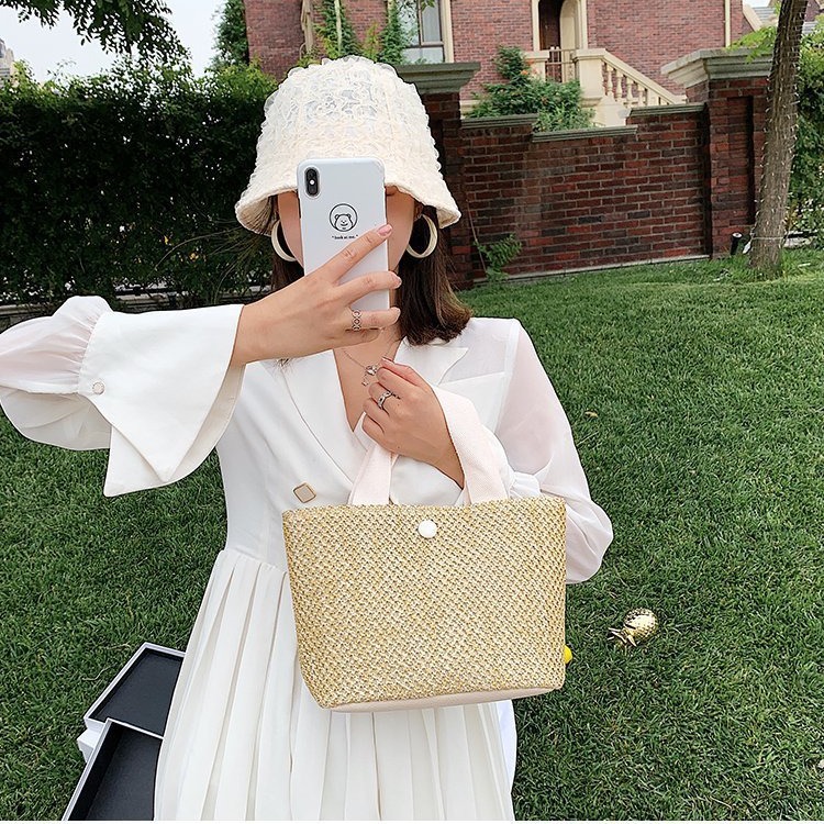 Ins2022 nueva celebridad de Internet playa playa verano vacaciones moda tejido bolso retro bolso tejido mujer