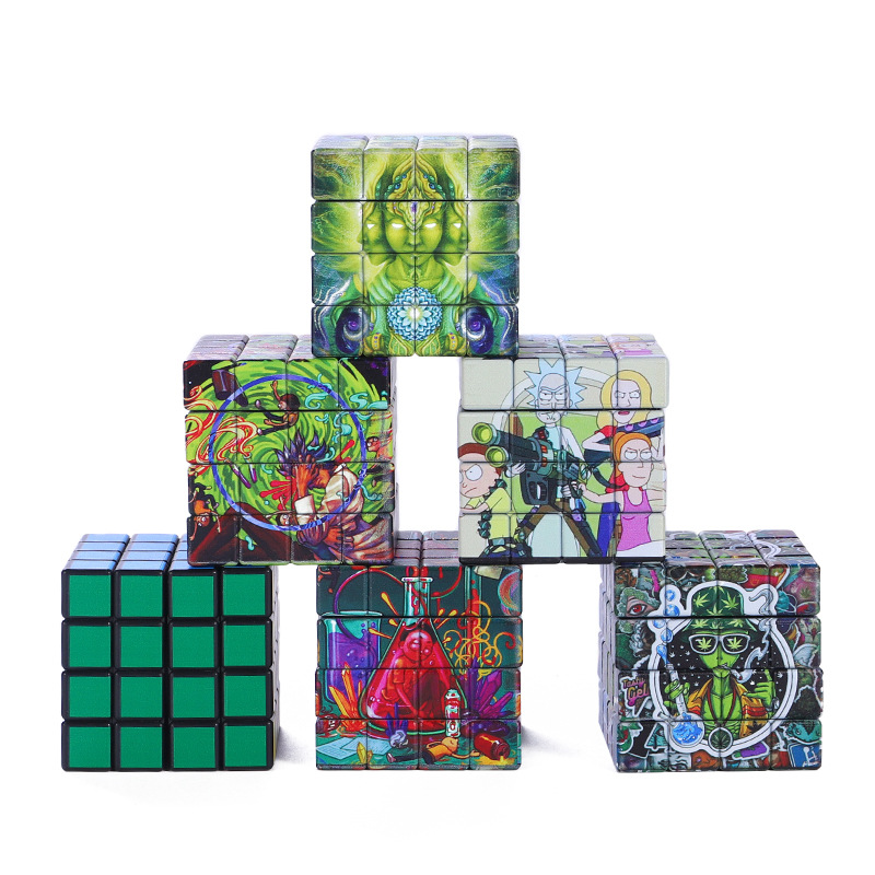 Source factory cross-border new Rubik's Cube Migratory Creative Creative Rotating Oxer 4th Floor UV Color Smoke Smash