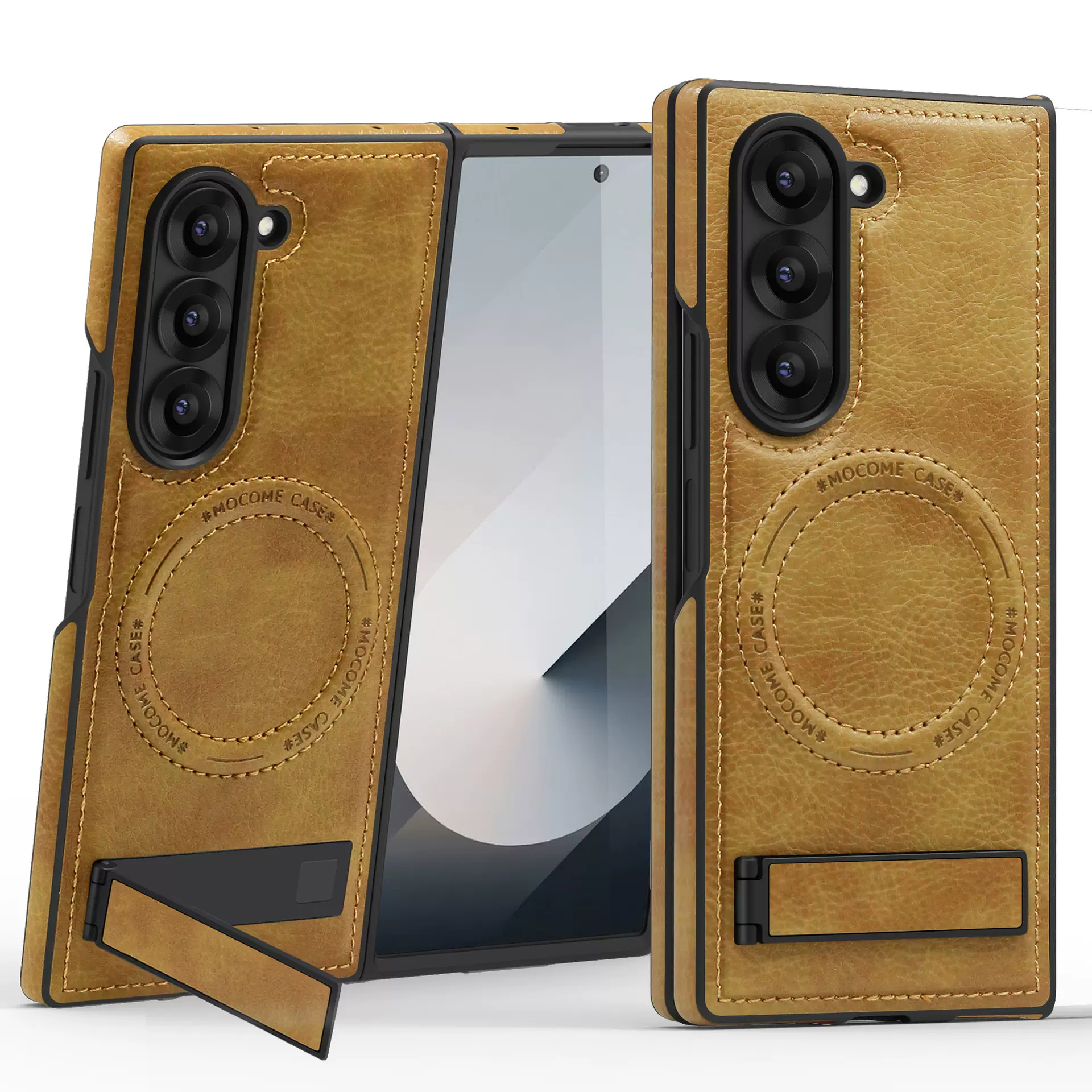 适用三星ZFold6折叠屏手机壳ZFOLD7商务款晶盾磁吸支架防摔皮套热