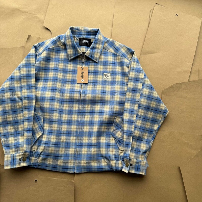 Cross-border High-end STU Blue Plaid Laps Coach Jacket Casual Couple American Laps Fashion Brand Simple Jacket