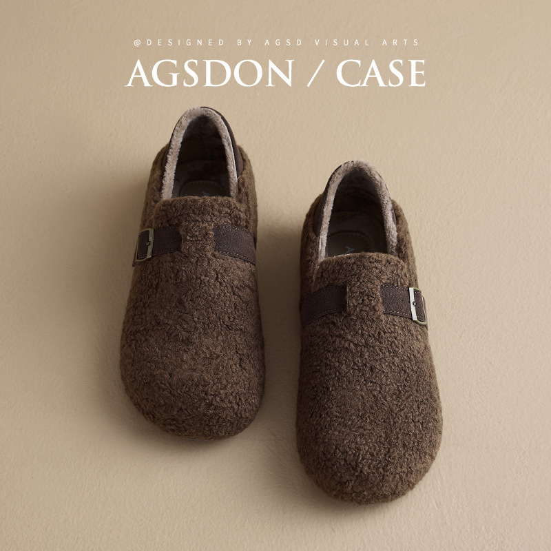 Zapatos de algodón de invierno 2025 nuevos zapatos de algodón plano de invierno incluidos zapatos de algodón dos zapatos de lana