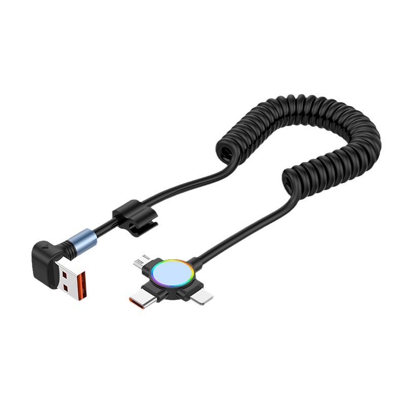 Cable de datos de primavera tres en uno para huawei apple 15 android carplay streamer coche retráctil cable de carga rápida