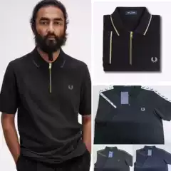 Men's Half-Zip Polo Shirt with Collar Short Sleeve T-Shirt Breathable Pique Cotton Comfortable