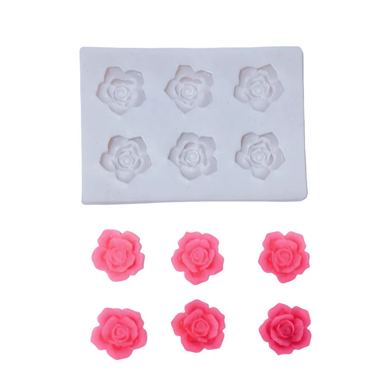 Small silicone mold contains rose, acrylic fondant flower-shaped, decorations, handmade, flowered