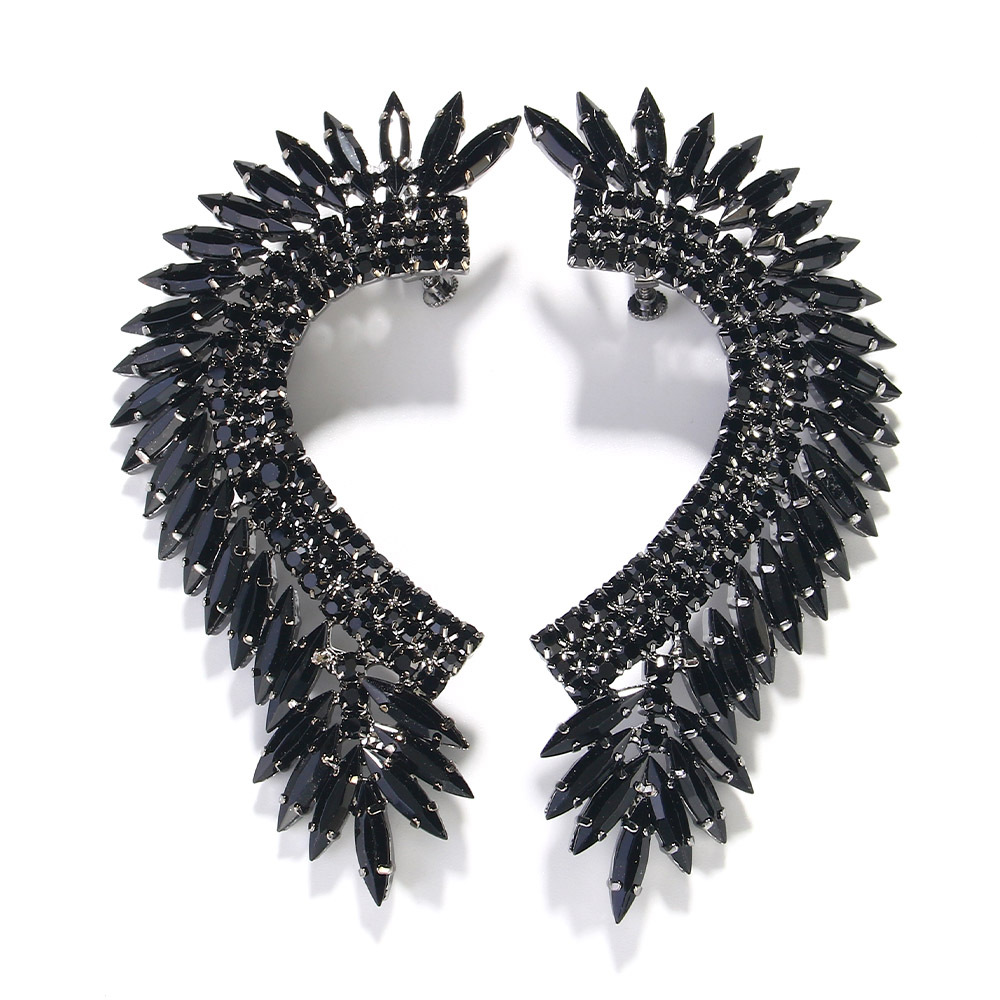 Nuevo estilo completo diamante exagerado clip de oreja estilo europeo y americano personalizado solo rhinestone pendientes intermitente accesorios pendientes