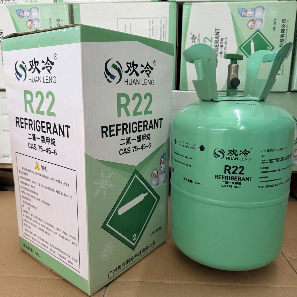 HuanLeng R22 Refrigerant Air Conditioner Refrigerant Freon Refrigerant for Home and Commercial Use 5kg for Air Source Central Air Conditioning