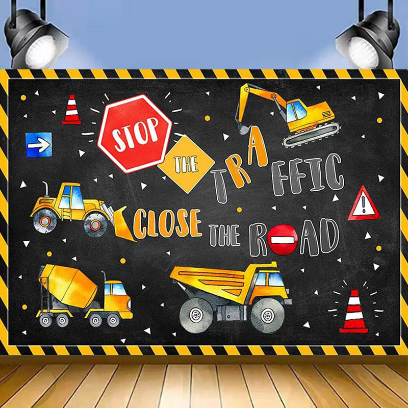 Foreign Trade Building Truck Yellow Excavator Background Cloth Photography 5x3ft Baby Birthday Party Photo Banner Foreign Trade Building Truck Yellow Excavator Background Cloth Photography 5x3ft Baby Birthday Party Photo Banner