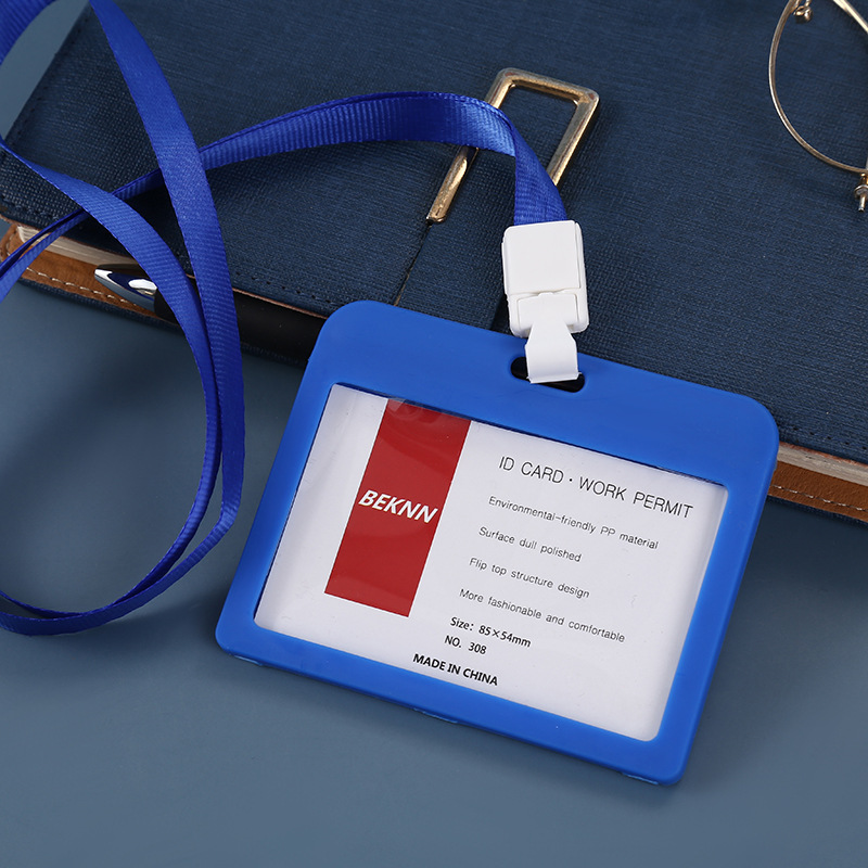 Funda protectora para tarjeta de identificación, porta tarjetas de autobús transparente de doble cara, porta tarjetas de identificación laboral, porta tarjetas de identificación de estudiante, cordón para tarjeta de identificación de exposición