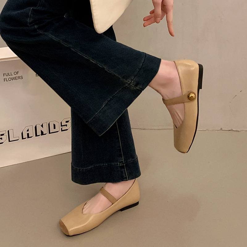 Retro Mary Jane Ballerinas Mit Eckiger Kappe Und Weicher Sohle_voghion.com
