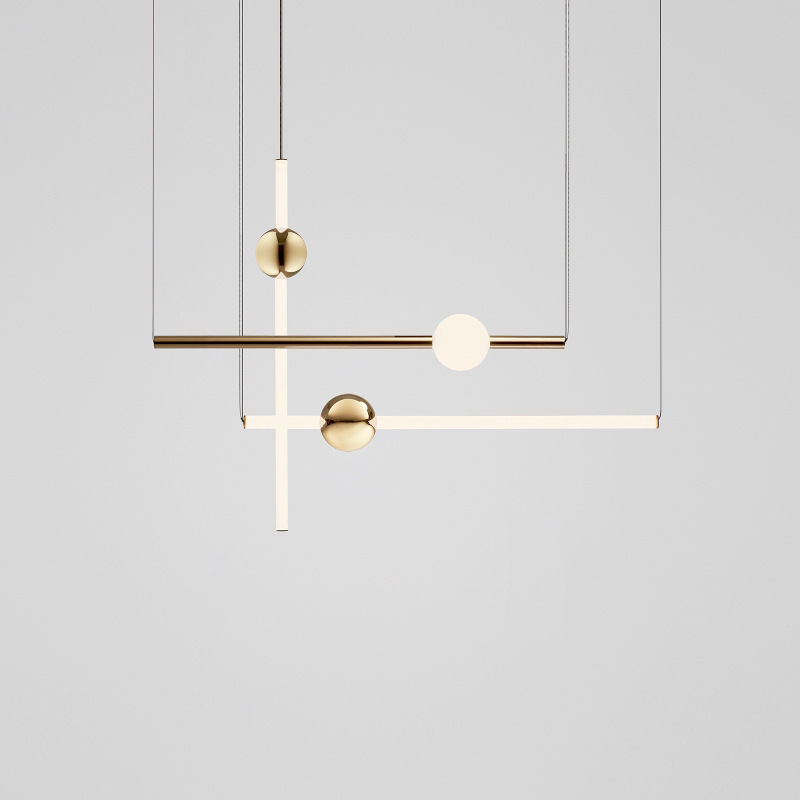 Casa de lámpara de cama combinada luminosa simple dormitorio comedor esfera de luz diseñador de casa modelo moderna