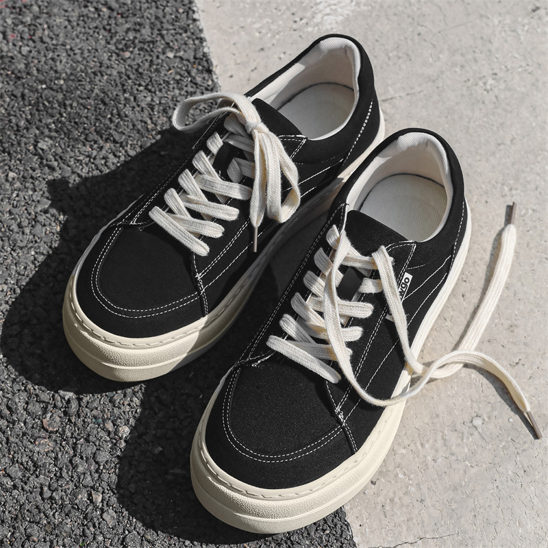 Niche Men's Shoes Spring Black Casual Canvas Shoes Japanese Style Vintage All-match Sports Sneakers Men's Trendy 19928 Shoes