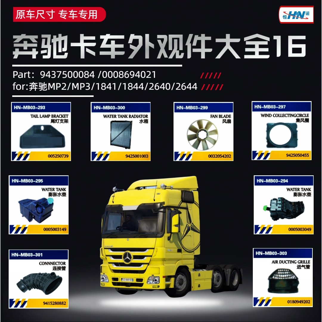 PARA accesorios de camiones de Mercedes-Benz Cuatro circuitos / secador / bomba de agua / volante / luz de dirección de biela / luz trasera de cable de enchufe