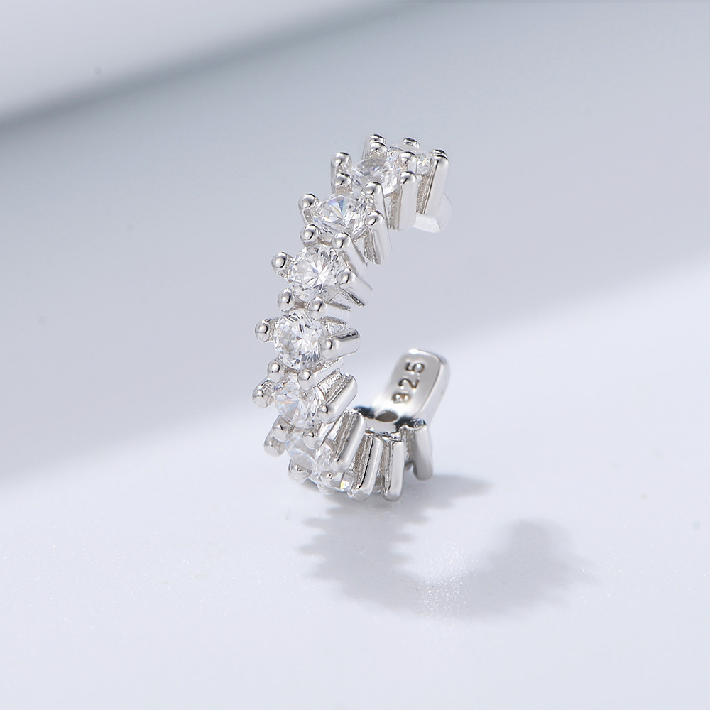 Daily Occasion 1 Pair 925 Sterling Silver Zircon Geometric Ear Studs