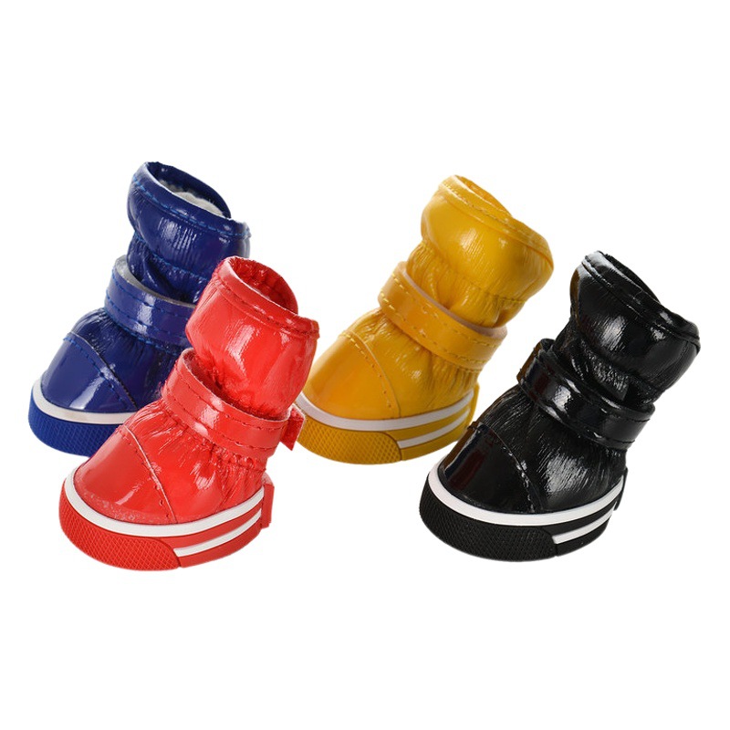 Dog Shoes, Pet Cotton Shoes, Autumn and Winter Snow Boots, 4 Pieces/Set, Teddy Bichon, Pomeranian Puppy Winter Velvet Shoes