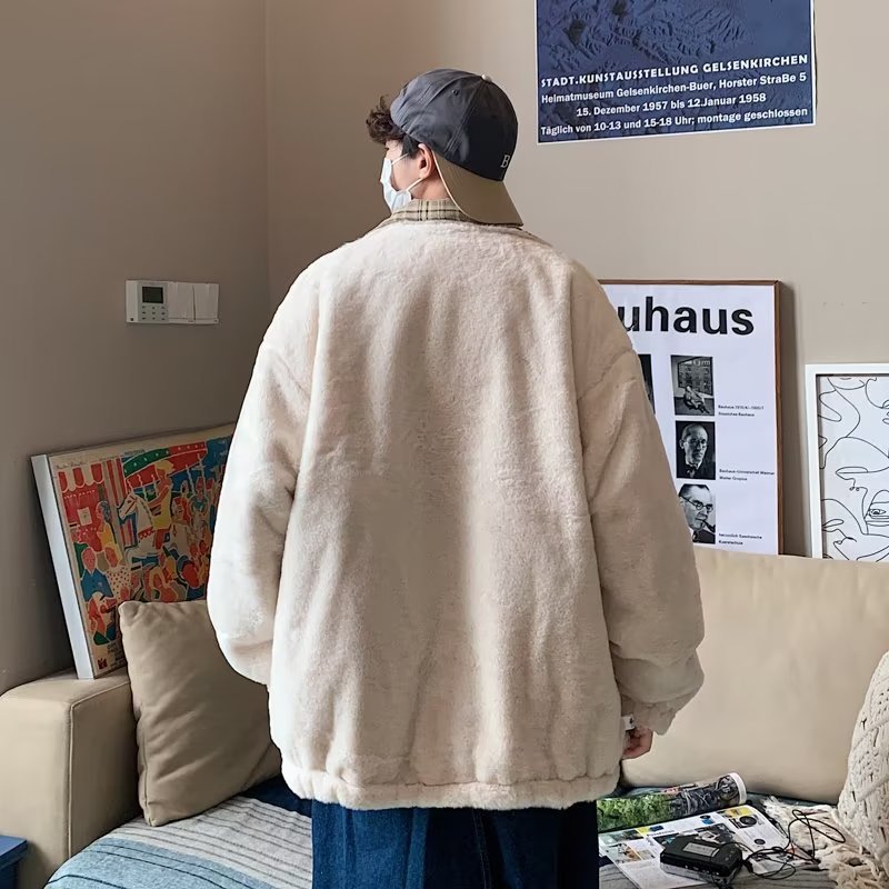 Chaqueta acolchada de algodón de doble cara retro estilo de Hong Kong para hombres y mujeres invierno estilo coreano chic estilo de Hong Kong ropa acolchada gruesa informal de moda