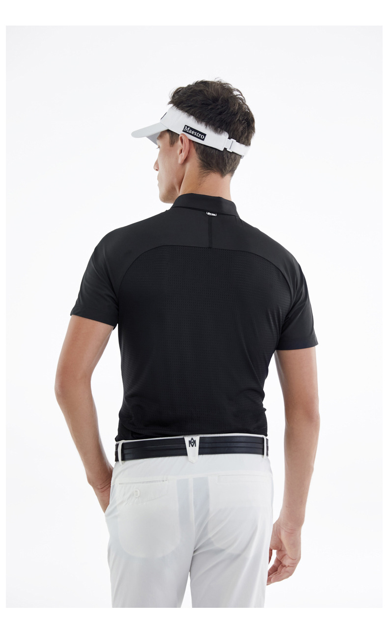 Áo phông thể thao nam ngắn tay chơi golf MMO EYES, chất liệu co giãn cao thoáng khí — M23YF002-Áo màu xanh lá cây, M23YF005-Áo màu xám, M23YF004-Áo màu đen, M23YF005-Áo màu trắng chi tiết 59