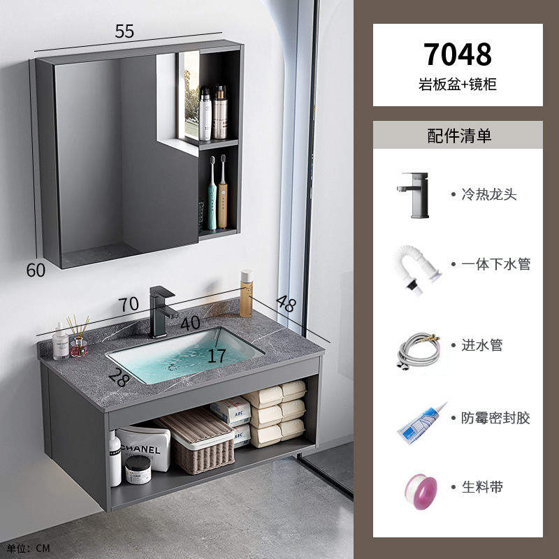 Casa de alquiler lavabo de pared gabinete combinación lavabo pequeño apartamento baño lavabo de cerámica cuenca integrada