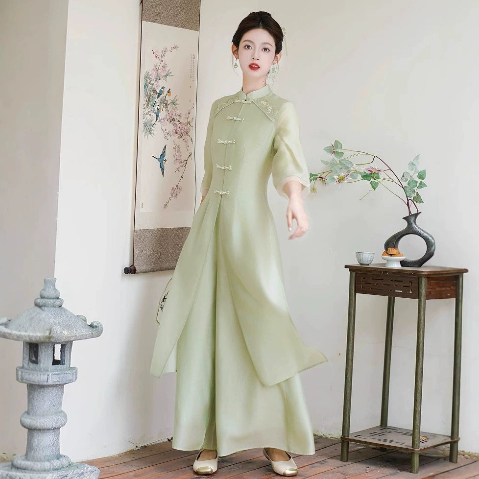 2025 весна и лето новый ретро национальный стиль cheongsam улучшенный чай дзен