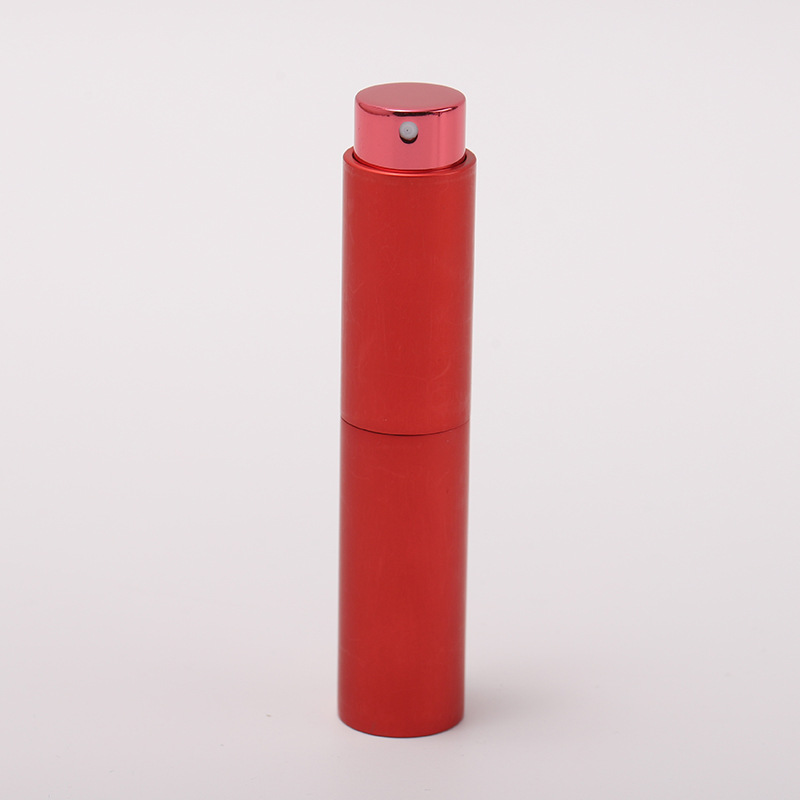 10ml portátil giratoria de dos secciones retráctil perfume sub-botella vacía botella impresa logotipo botella de aerosol muestra botella de vidrio