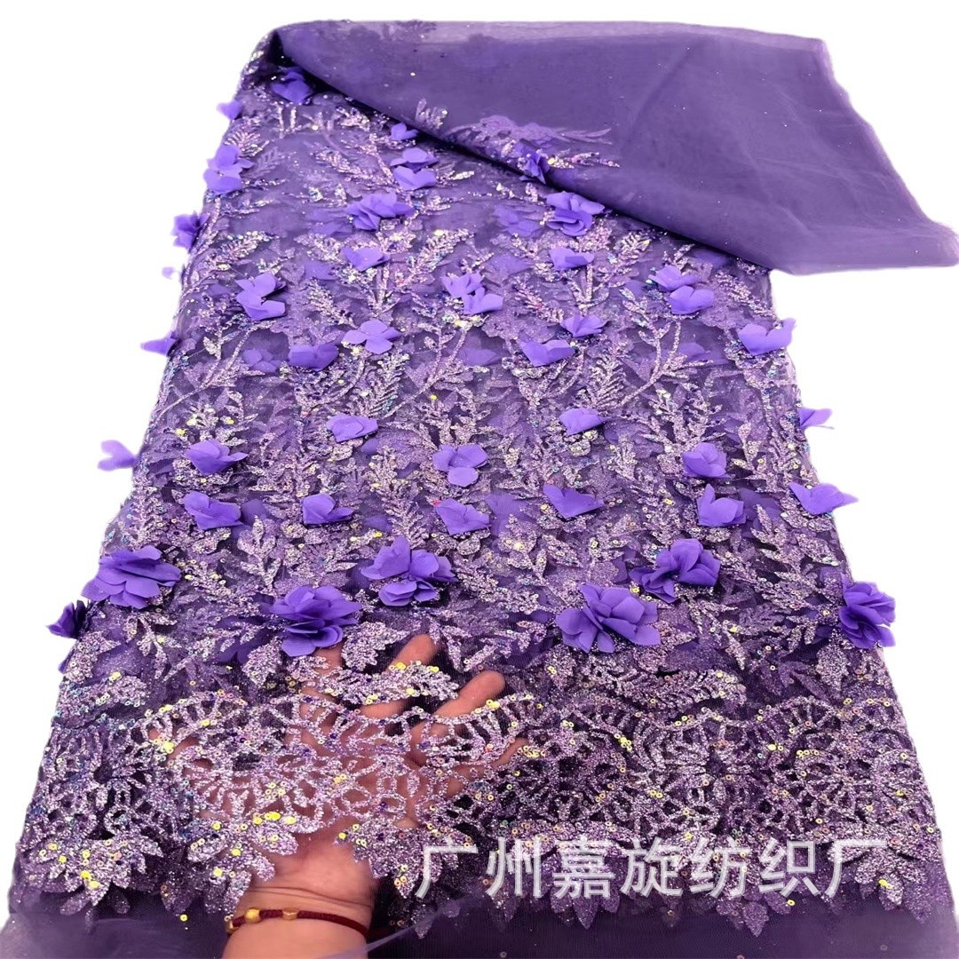 El comercio exterior de moda de ducha tridimensional de oro ropa de tela de encaje Francés 3D tela de encaje JX3726