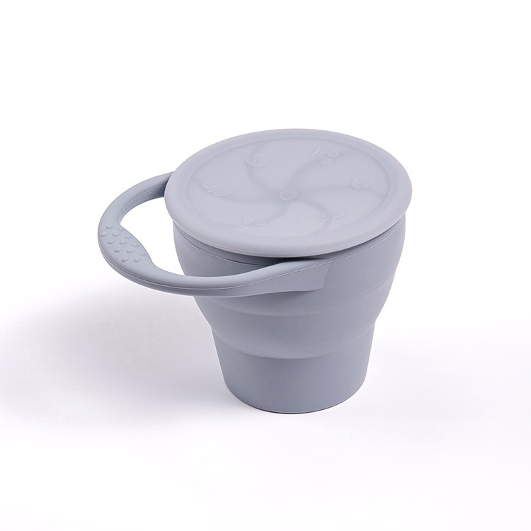Nuevos productos bebés tazas de bocadillos de silicona, tazas de bocadillos de bebés portátiles con mango a prueba de caídas, tazas de entrenamiento de agua para niños