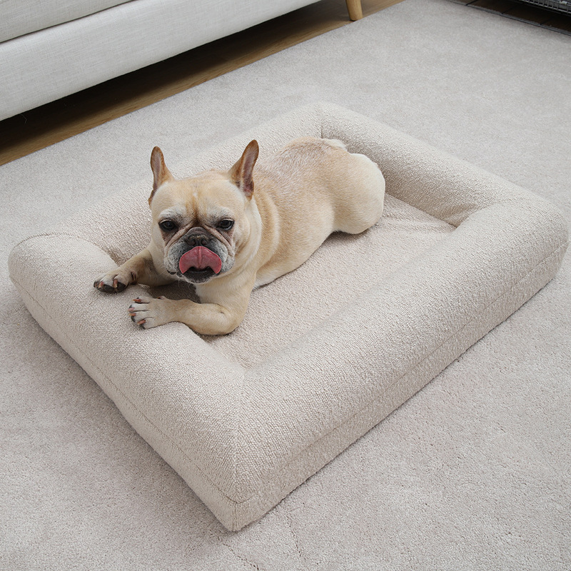 Cross-border coil velvet rectangular dog pad detachable orthopedic dog bed sponge cat nest four-sided armrest pet sofa