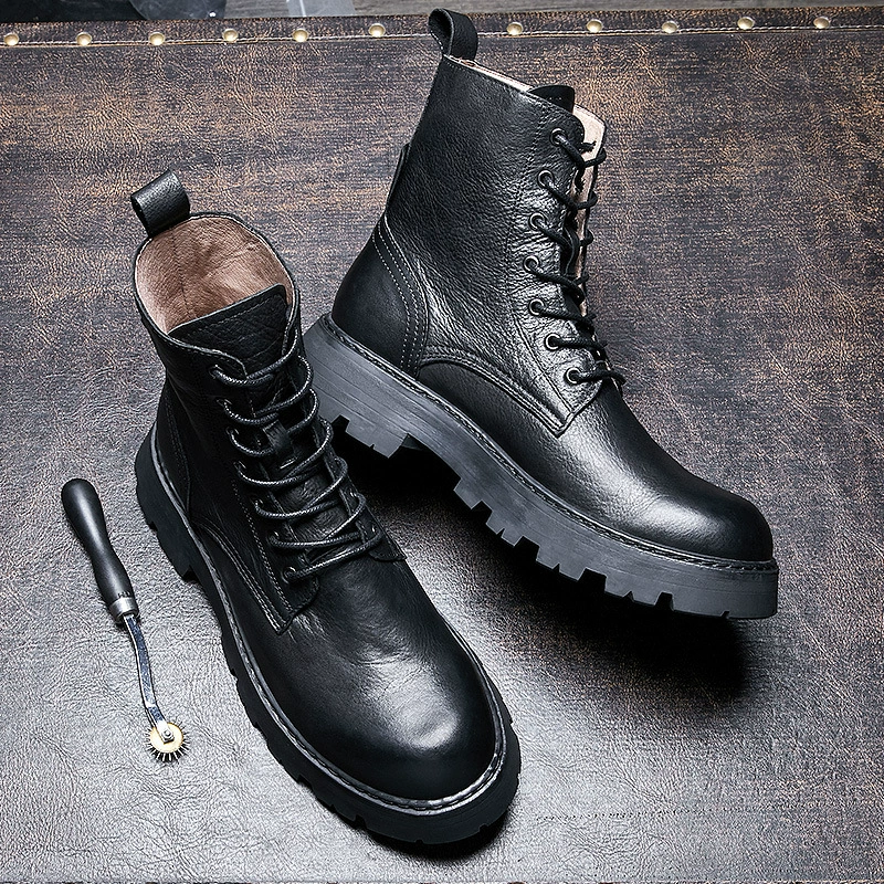 Осенние Винтажные ботинки Daifa Martin, мужские высокие ботинки ручной работы из воловьей кожи, мотоциклетные ботинки на платформе в британском стиле, модные мужские ботинки