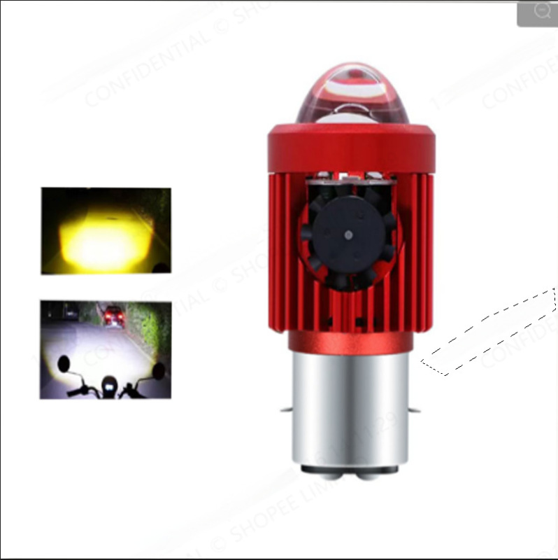 ファン付きオートバイ LED ヘッドライト、高輝度内蔵ヘッドライト、改造電球、オートバイ スポットライト、ダブルクロー ユニバーサル魚眼レンズ|undefined