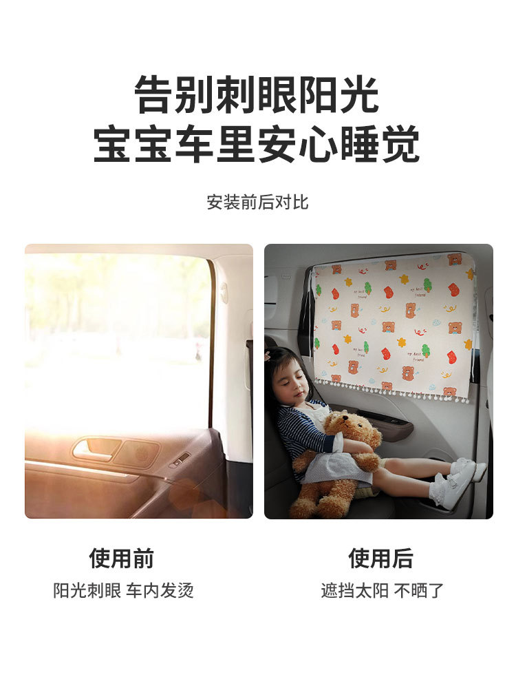 Children's Car Sunshade Ins Small Fresh Suction Cup Creative Cartoon Rear Window Sun Protection and Heat Insulation Sunshade a