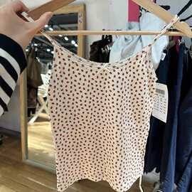 BM风美式复古红草莓印花花边蝴蝶结吊带女bm辣妹显瘦百搭短款上衣